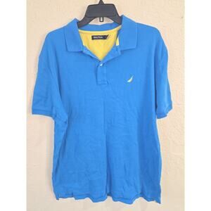 Nautica Men's Short Sleeve Polo Shirt Blue/Turquoise Yellow, Size XL